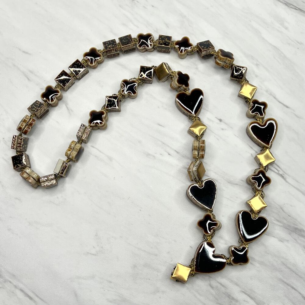 Ceramic Beaded Long Heavy Necklace